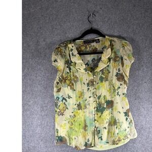 VTG Separates by New York Women's Size M Silk Floral Blouse Top Forest Fairy
